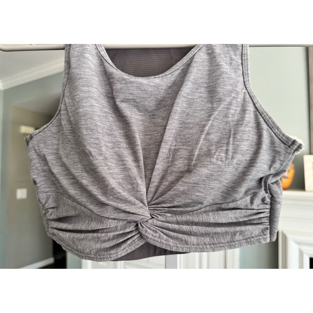 Athleta Essence Twist Crop Tank Top Heathered Grey Built In Bra Womens XS - Picture 4 of 6